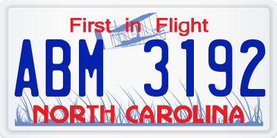 NC license plate ABM3192