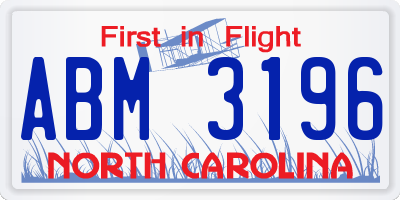NC license plate ABM3196