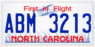 NC license plate ABM3213