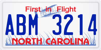 NC license plate ABM3214