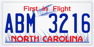 NC license plate ABM3216