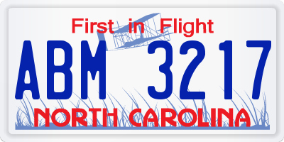 NC license plate ABM3217