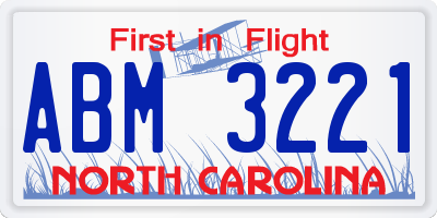 NC license plate ABM3221