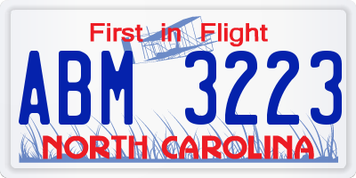 NC license plate ABM3223