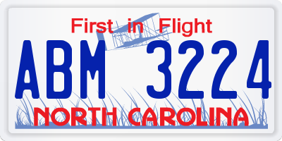 NC license plate ABM3224