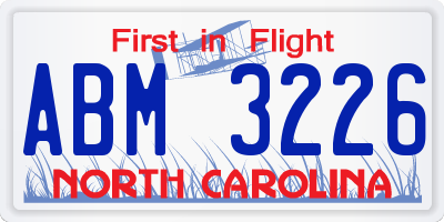 NC license plate ABM3226