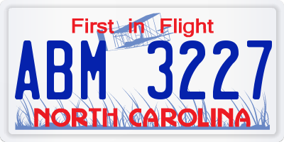 NC license plate ABM3227