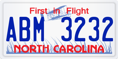 NC license plate ABM3232