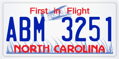 NC license plate ABM3251