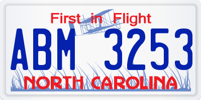 NC license plate ABM3253