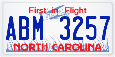 NC license plate ABM3257