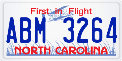 NC license plate ABM3264