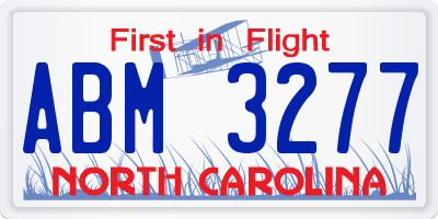 NC license plate ABM3277