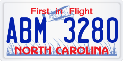 NC license plate ABM3280