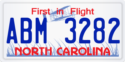 NC license plate ABM3282
