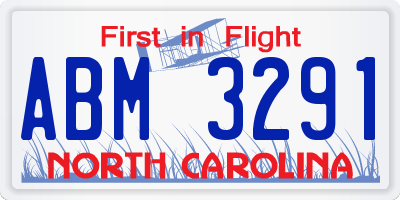 NC license plate ABM3291