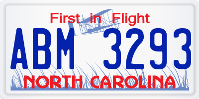 NC license plate ABM3293
