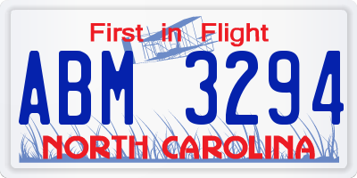 NC license plate ABM3294