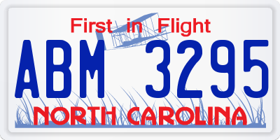 NC license plate ABM3295