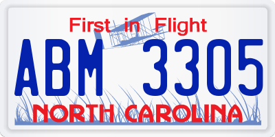 NC license plate ABM3305