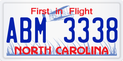 NC license plate ABM3338