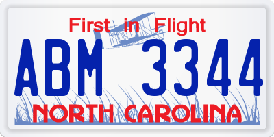 NC license plate ABM3344
