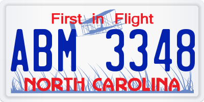 NC license plate ABM3348