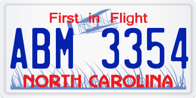 NC license plate ABM3354