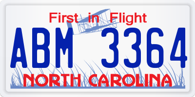 NC license plate ABM3364