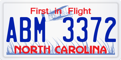 NC license plate ABM3372