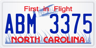 NC license plate ABM3375