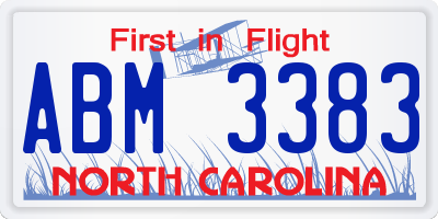 NC license plate ABM3383