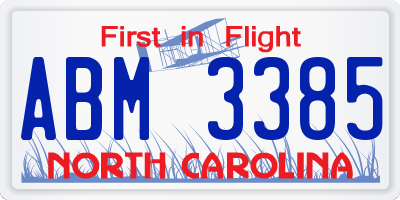 NC license plate ABM3385