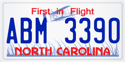 NC license plate ABM3390