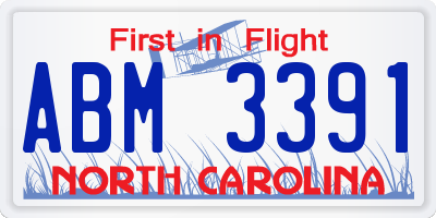 NC license plate ABM3391