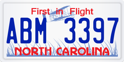 NC license plate ABM3397