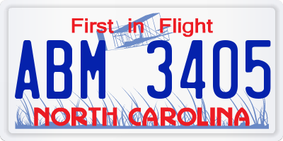NC license plate ABM3405
