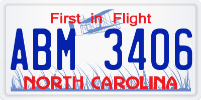 NC license plate ABM3406