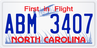 NC license plate ABM3407
