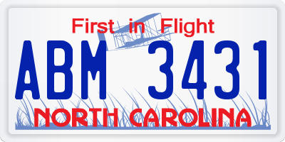 NC license plate ABM3431