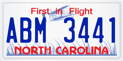 NC license plate ABM3441