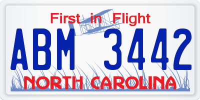 NC license plate ABM3442