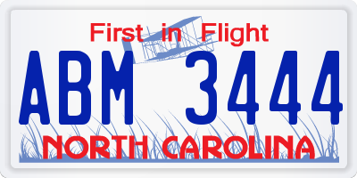 NC license plate ABM3444