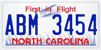 NC license plate ABM3454