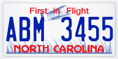 NC license plate ABM3455