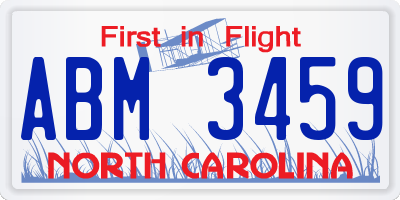NC license plate ABM3459