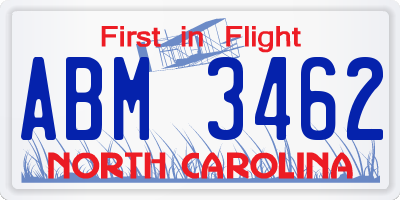 NC license plate ABM3462