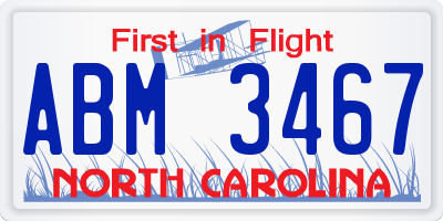 NC license plate ABM3467