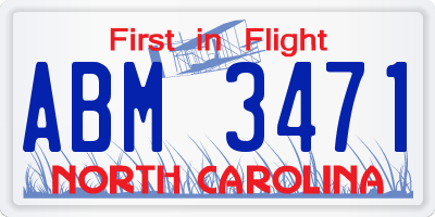 NC license plate ABM3471