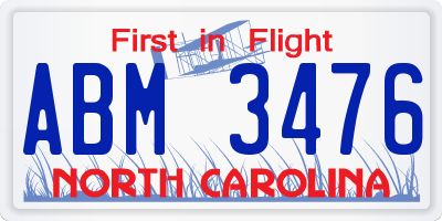NC license plate ABM3476